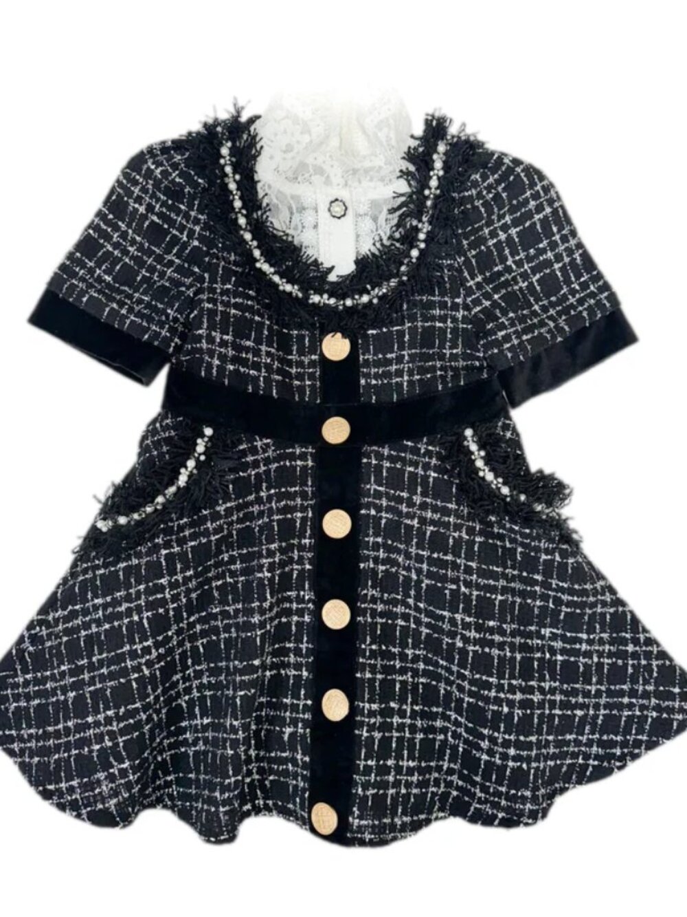 Petite Maison Orea Black and Silver Tweed Dress Size 5